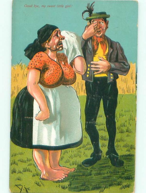 Pre-Linen Comic CHUBBY FAT WIFE SAYS GOODBYE TO SKINNY HUSBAND AB8628