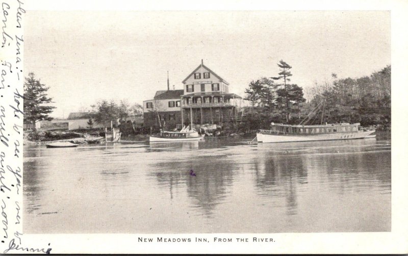 Maine New Meadows Inn From The River 1909