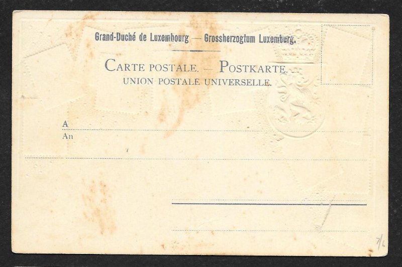 LUXEMBOURG Stamps on Postcard Embossed Shield Unused c1905