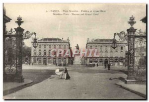 Old Postcard Nancy Place Stanislas theater and The Grand Hotel