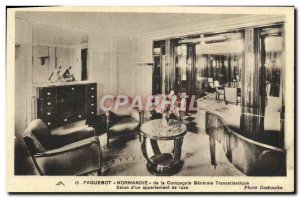 Postcard Old Ship Interior Ship of Normandy to the Compagnie Generale Transat...