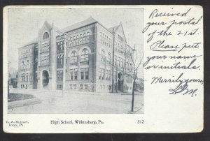 WILKINSBURG PENNSYLVANIA PA. HIGH SCHOOL BUILDING VINTGE POSTCARD 1906