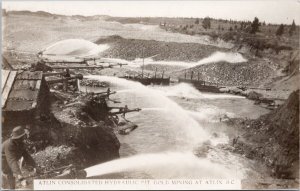 Atlin BC Atlin Consolidated Hydraulic Pit Gold Mining Unused RPPC Postcard H30