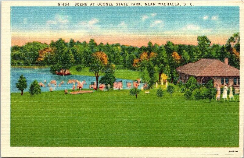 Oconee State Park Walhalla SC South Carolina Linen Postcard VTG UNP Vintage 