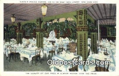 Zucca's Italian Garden Restaurant, New York City, NYC USA Unused close to per...