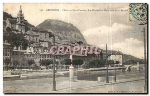 Old Postcard The Beautiful French Alps Grenoble Quai Perriere St. Mary of Hau...