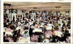 1920s Interior View The North American Restaurant Chicago IL Postcard