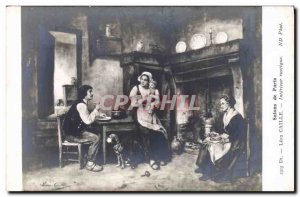 Old Postcard Paris Salons Leon Caille rustic Interior