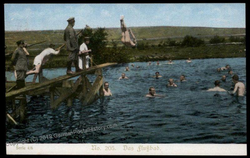 Germany Austria WWI Army Bathing in River Patriotic Gloria Viktoria PPC 66382