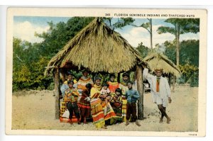 Seminole Indians and Thatched Huts