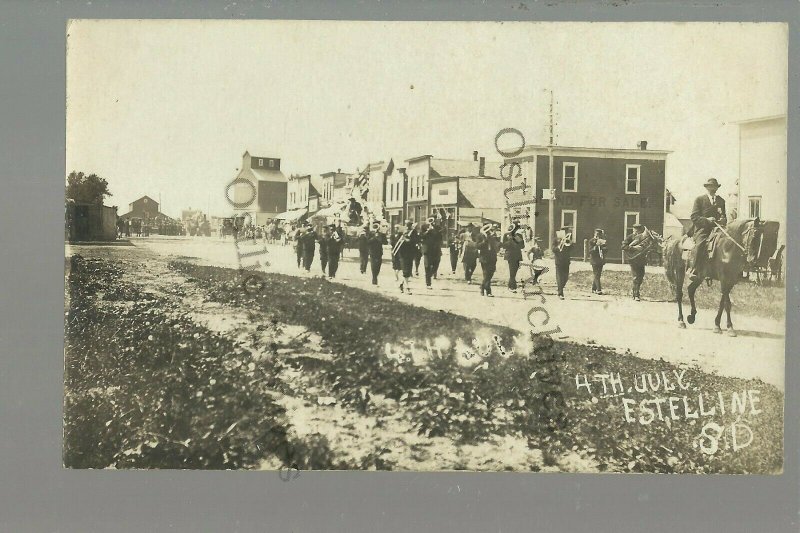 Estelline SOUTH DAKOTA RPPC c1910 PARADE 4TH JULY nr Brookings Watertowon