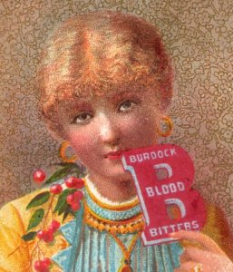 1880s Burdock Blood Bitters Chris Ipsen Grand Island NE Girl Cherries F118