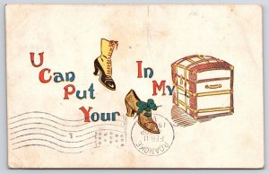 1908 You Can Put Your Shoes In My Box Posted Postcard