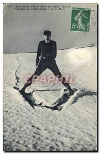 Postcard Old Sport d & # 39hiver snow skiing hunting Braking