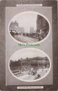 Staffordshire Postcard - Wolverhampton, Queen's Square, Art Gallery RS36297