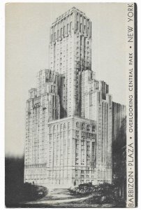 New York City to St. Louis, Missouri 1932 Post Card Barbizon Plaza Hotel, Slogan