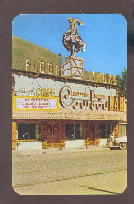 JACKSON WYOMING COWBOY BAR RESTAURANT ADVERTISING VINTAGE POSTCARD