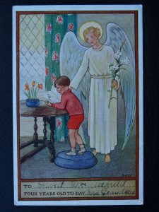 4 Year Old BAPTISM Children of God GALATIANS iii, 26  - Old Postcard by P.C.K.