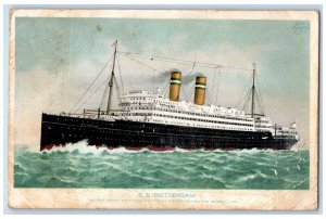 1908 SS Rotterdam Twenty Four Thousand Ton Holland America Line Steamer Postcard