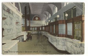 Postcard Interior Western German Bank Cincinnati OH 1908