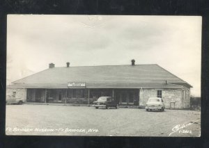 RPPC FORT BRIDGER WYOMING FT. BRIDGER MUSEUM OLD CARS REAL PHOTO POSTCARD