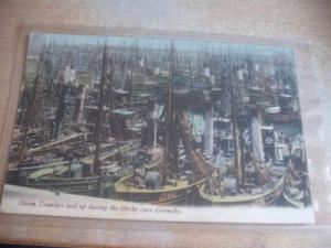 STEAM TRAWLERS LAID UP,STRIKE,GRIMSBY,LINCS POSTCARD