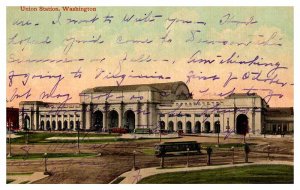 Postcard TRAIN STATION SCENE Washington DC AP6747