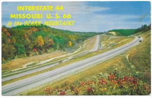 US Missouri Route 66, Ozark Mountains.  Stamped and mailed in 1962.