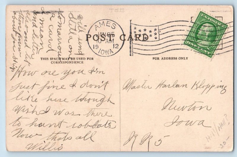 Ames Iowa IA Postcard Children Eating The Table Is Good Here 1912 Antique