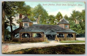 Springfield  Massachusetts  Rustic Pavilion  Forest Park  Postcard