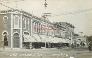 NE, York, Nebraska, RPPC, Lincoln Avenue, West Side, Business Section, Photo