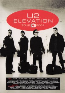 U2 Elevation Tour Advertising Poster Dates Concert Postcard