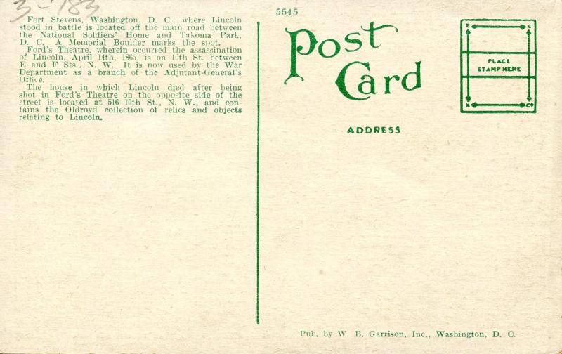 DC - Washington. 3 Views: Ford's Theatre, House where President Lincoln Died,...