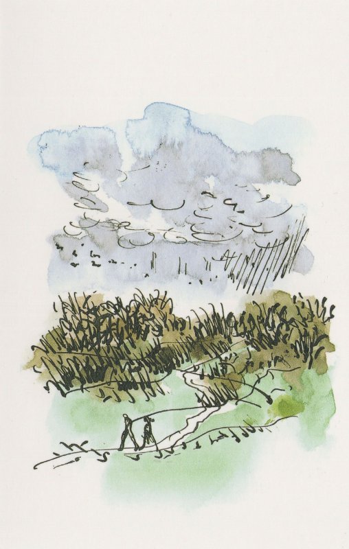 Rambling on Hampstead Heath in Winter London Painting Postcard