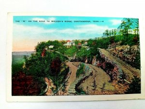 Vintage Postcard The W on the Road to Walden's Ridge Chattanooga TN Tenn