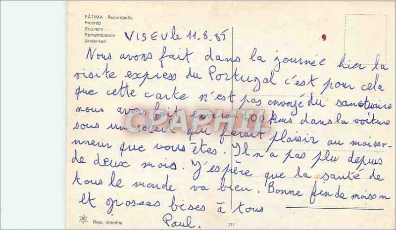 Modern Postcard Souvenir Fatima Portugal