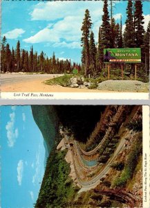 2~4X6 Postcards MT, Montana WELCOME SIGN Lost Trail Pass & Lookout Pass~St Regis