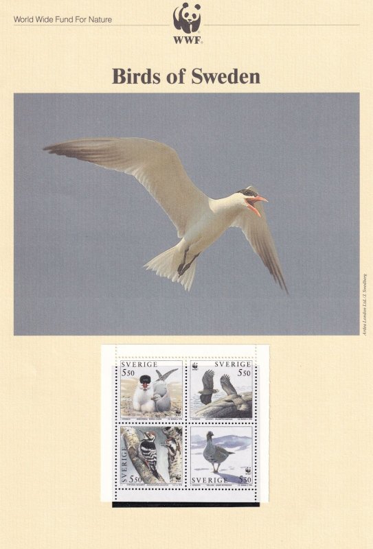 Swedish Sweden Birds WWF Stamps and Set Of 4 First Day Cover Bundle