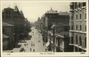 Leon Spain Calle de Ordono II Real Photo Postcard