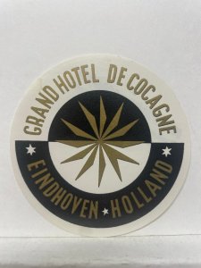 Grand Hotel De Cocagne Luggage Label Eindhoven Holland Vintage Ephemera