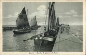 Cervia Italy Boats at Dock c1920 Postcard