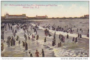 Bathers At The Beach Near New Steeplechase and Steel Pier Atlantic City New J...