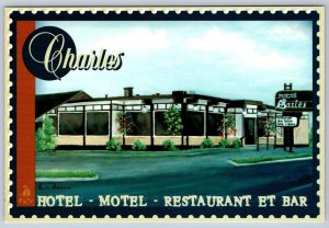 Charles Hotel Motel Restaurant & Bar St Georges QC Art Postcard By Noala Damien