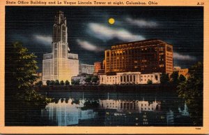 Ohio Columbus State Office Building and Le Veque Lincoln Tower At Night