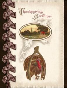 Handmade Postcard Set of 6 Thanksgiving Turkey and Wishbone Goodluck