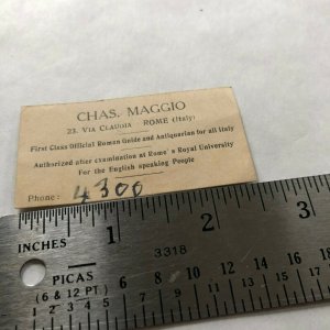 1920s Italian tour guide business card Chas. Maggio Rome