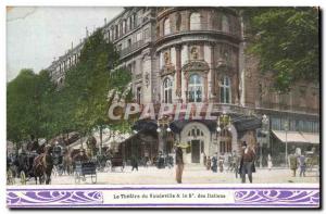 Paris Old Postcard The Vaudeville Theater and the Boulevard of the Italians