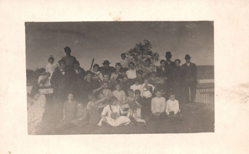 Vintage Postcard Photograph League Family Children Gathering