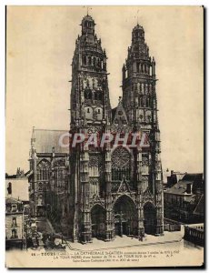 Old Postcard Large Format Tours Cathedrale St Gatien 21 * 28 cm