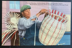 Mint USA RPPC Postcard Native American Cherokee Indian Basket Maker